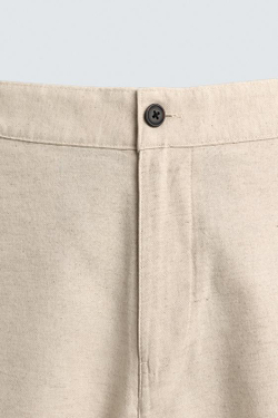 ZARA ШОРТЫ REGULAR FIT ИЗ РЕЛЬЕФНОЙ ТКАНИ, СВЕТЛО-БЕЖЕВЫЙ