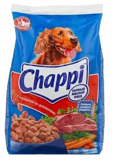 Корм д/взр.собак CHAPPI Сытный мясной обед с говядиной д/всех пород сух. (Россия) 15кг
