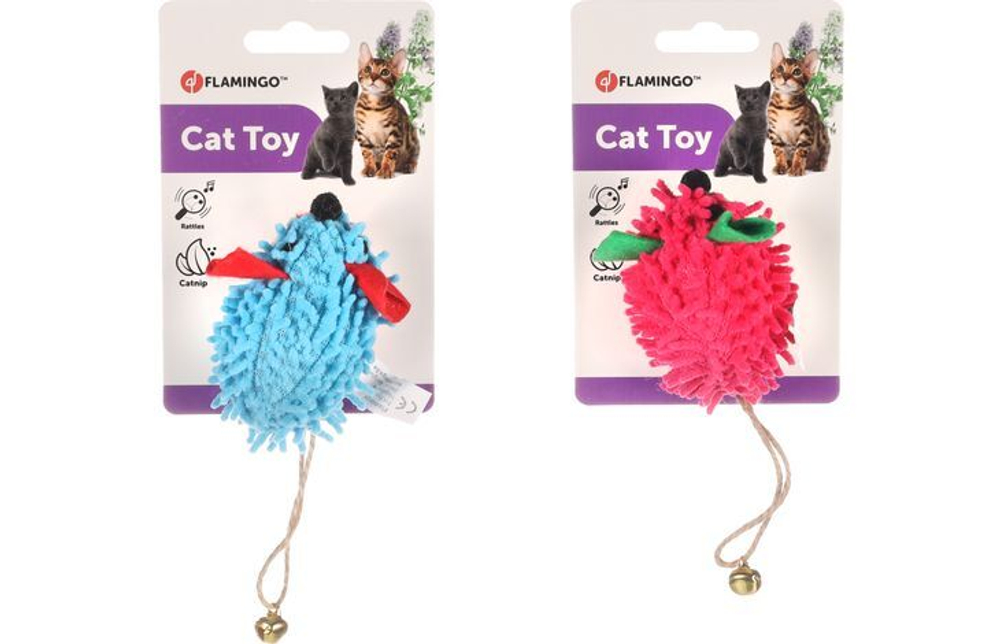 Игрушка для кошек "Мышь" с колокольчиком, 8 (16) см, в ассортименте, Flamingo