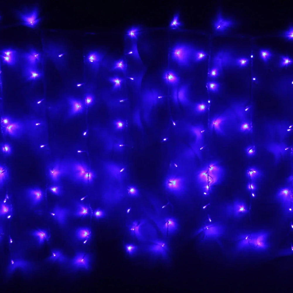 Гирлянда для улицы ЗАНАВЕС «Мерцание» ш2* в3,0 м 480 ламп LED, прозрач.пров,1 реж.,IP-54, Синий (возможность соединения)