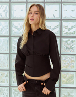 Женская рубашка с корсетным эффектом и длинными рукавами - BERSHKA