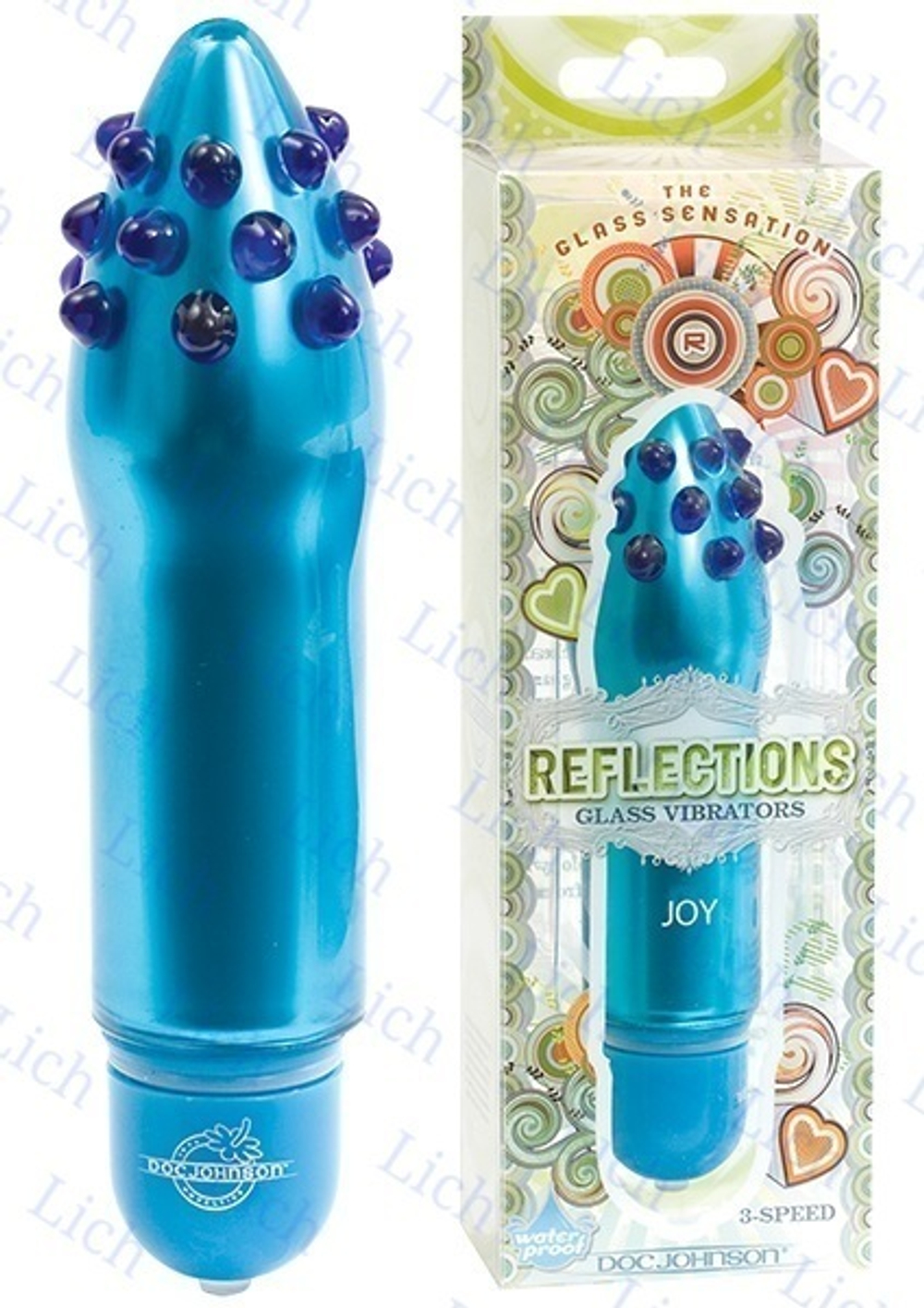 Голубой вибратор из стекла REFLECTIONS JOY