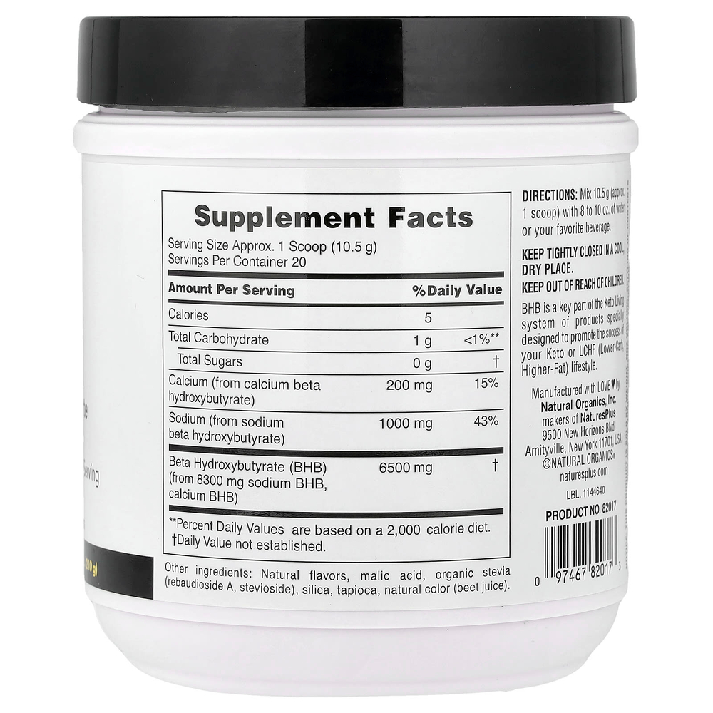 NaturesPlus, BHB Keto Living™, вкусный ягодный лимонад, 210 г (7,4 унции)