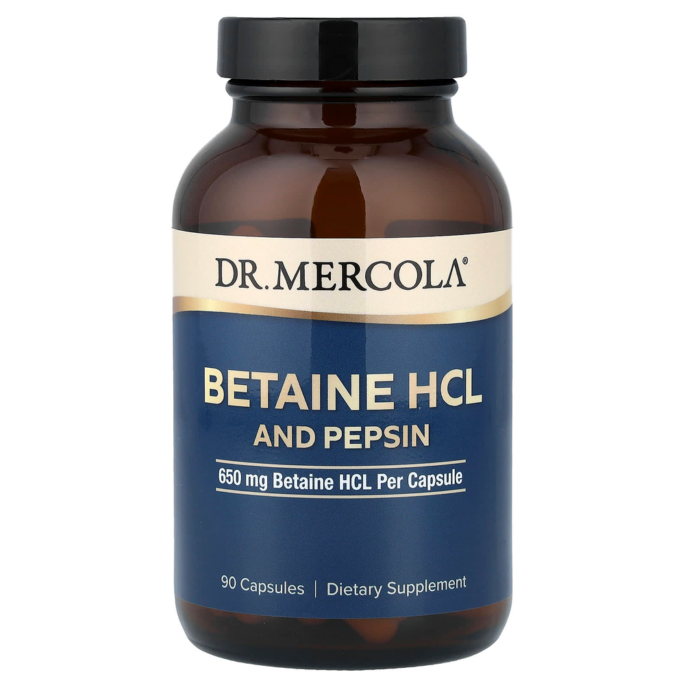 Dr. Mercola, бетаин гидрохлорид и пепсин, 90 капсул