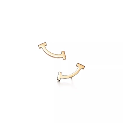 Серьги из жёлтого золота 18k, Tiffany💙 T -smile, В наличии