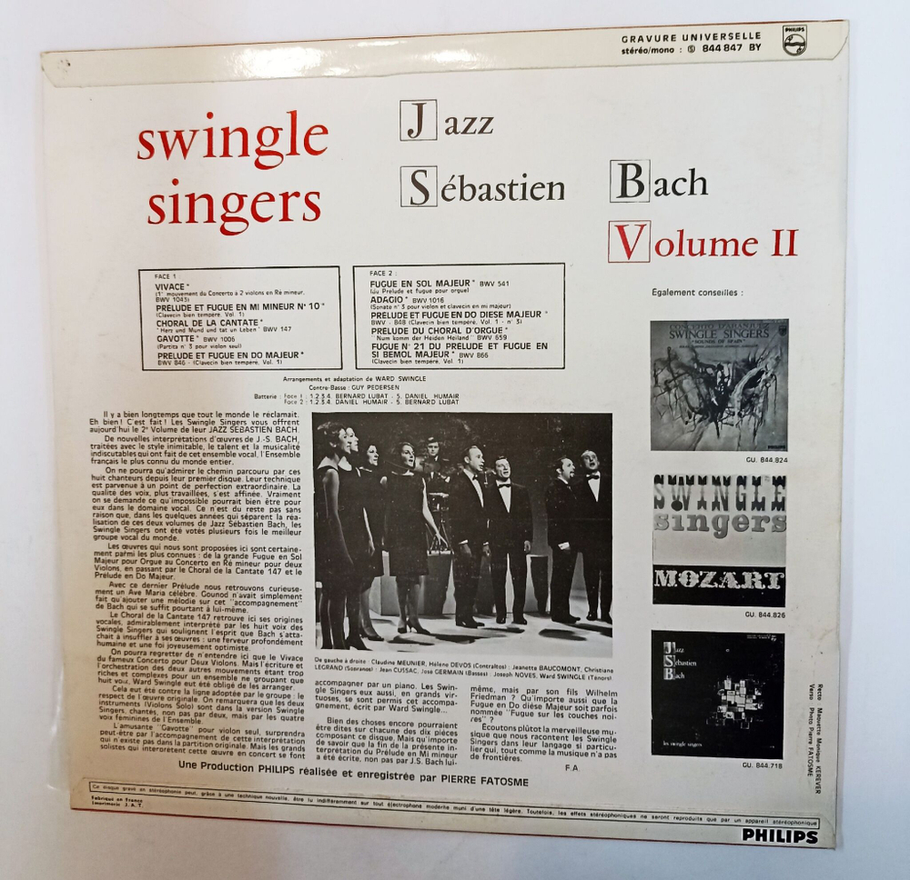 Винтажная виниловая пластинка LP Swingle Singers Jazz Sebastien Bach, Le Volume 2 (France 1973)