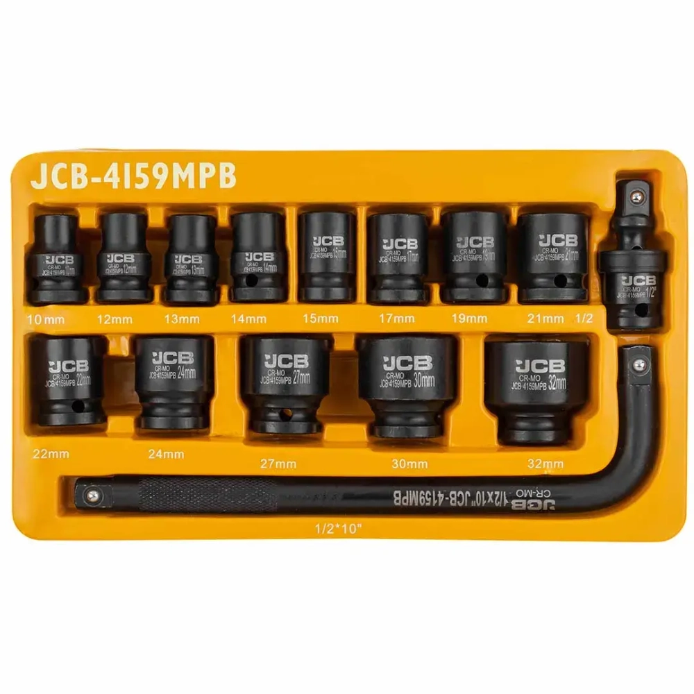 Головки ударные, набор 15пр., 1/2''(6гр.) JCB JCB-4159MPB
