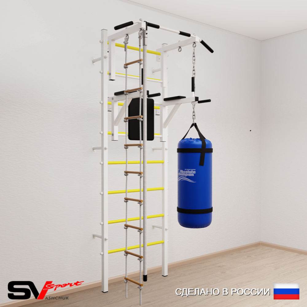 Шведская стенка Sv Sport 5753 (Турник стандарт/Брусья/Канат/Лестница/Цепь/Мешок 30кг)