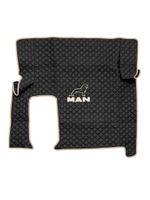 Ковры MAN TGX с 1-м ящиком (автомат) (экокожа, черный, бежевый кант, бежевая вышивка)