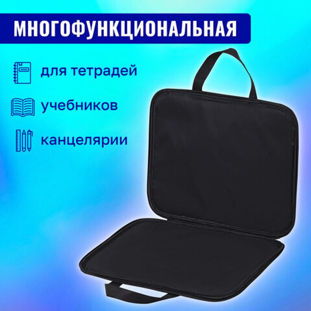Папка на молнии с ручками BRAUBERG А4, 1 отделение, полиэстер, 20 мм, "Black and white", 272172