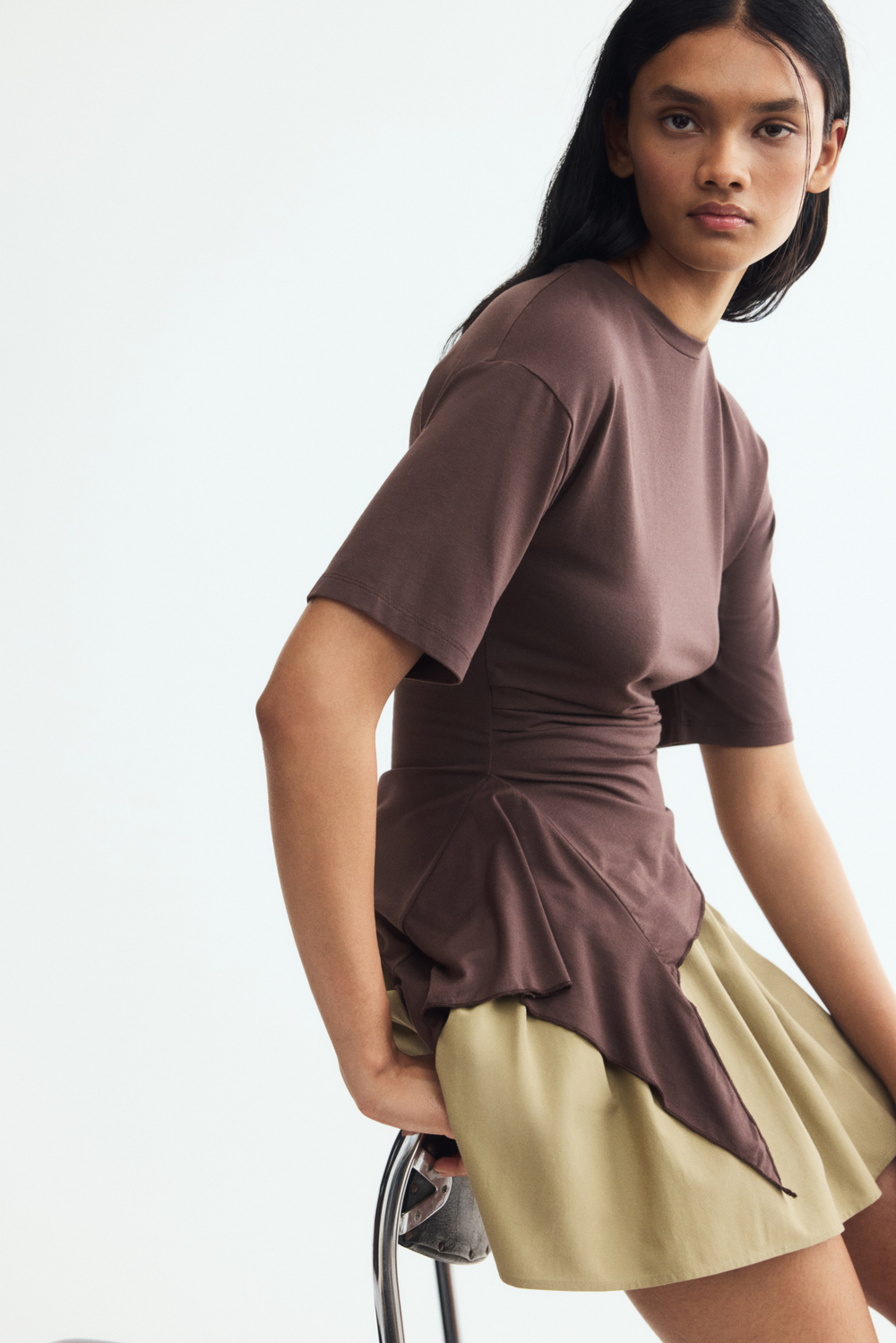 Топ из модала с драпированной панелью - H&M