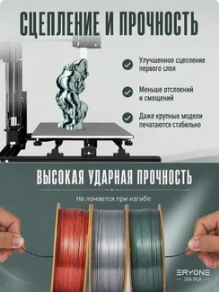 ERYONE Филамент PLA Silk двухцветный, глянцевый пластик для 3D-принтера, 1,75 мм, 1 кг, золотисто-синий шелк (Silk Gold & Blue)