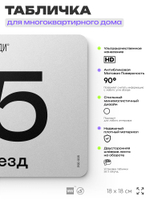 Табличка с номером подъезда 5, для многоквартирного жилого дома, серия СОСЕДИ, 18х18 см, пластиковая, Айдентика Технолоджи
