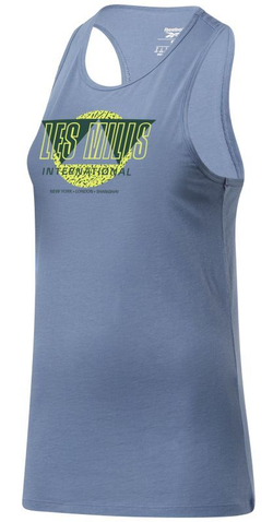 Женский топ теннисный Reebok Les Mills Graphic Racerback W - blue slate