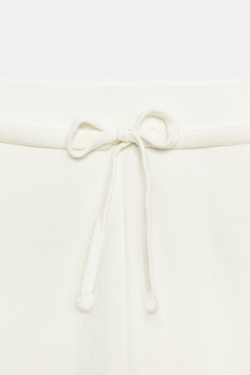 ZARA БРЮКИ ИЗ МЯГКОЙ ТКАНИ НА ШНУРКЕ, ЖЕЛТОВАТО-БЕЛЫЙ