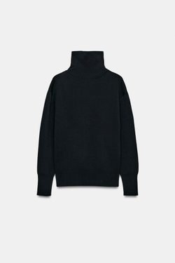 ZARA ТРИКОТАЖНЫЙ СВИТЕР ОВЕРСАЙЗ НА МОЛНИИ, МОРСКОЙ СИНИЙ