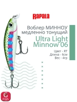 Воблер Ultra Light Minnow 06 6см 4гр SB медленно тонущий