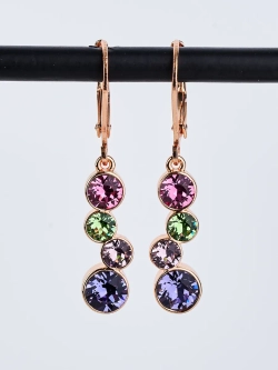 Серьги-подвески Эльза с разноцветными кристаллами Swarovski