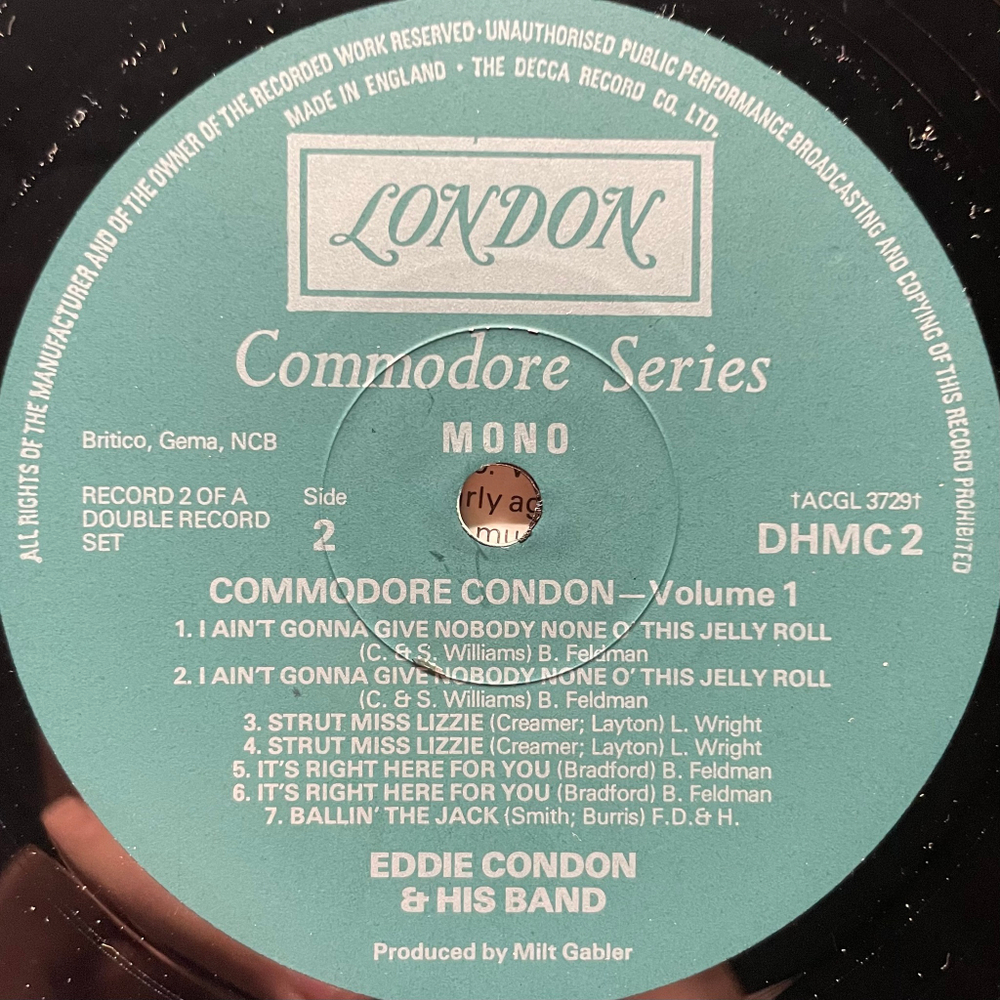 Eddie Condon And His Band ‎– Commodore Condon Vol. 1 2LP (Англия 1978г.)
