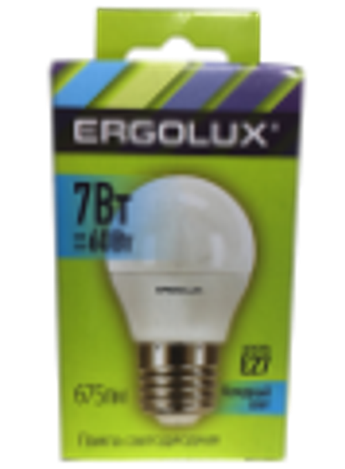 Лампа св/д Ergolux G45 Шар Е27 7W 4500K