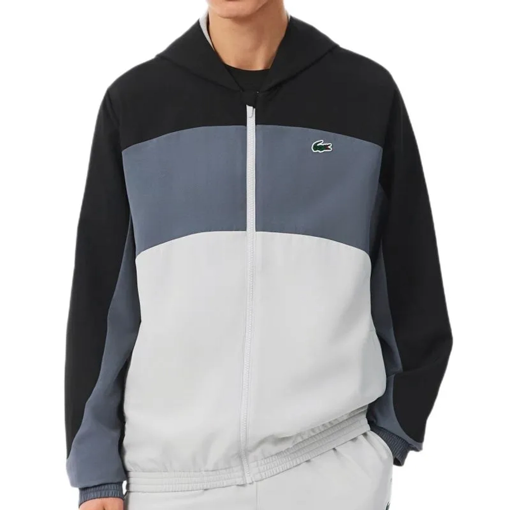 Мужская теннисная куртка Lacoste Sport Colour-Block Track - grey/black