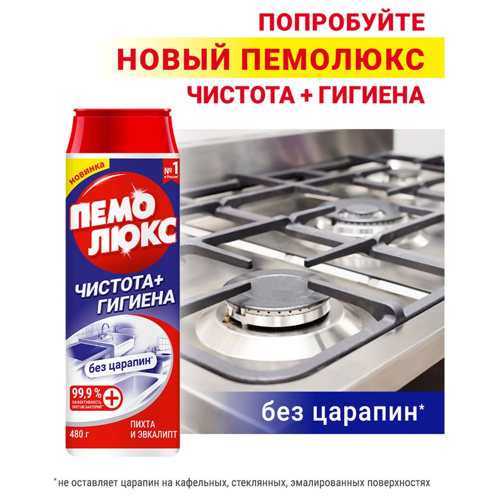 Чистящее средство 480 г, ПЕМОЛЮКС, чистота и гигиена, "Пихта и эвкалипт", порошок, 2415956