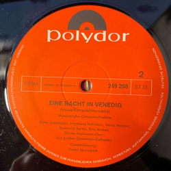 Винтажная виниловая пластинка LP Eine Nacht In Venedig Оперетта Иоганна Штрауса Ночь в Венеции (Германия 1969)