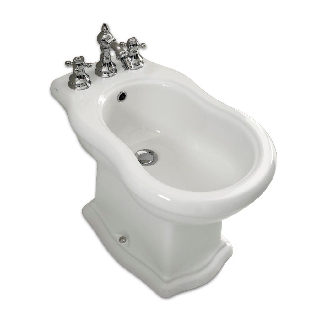Биде напольное ODETTA, с креплением, белое/золото, SW-OD22065+ST-FIX04-GL