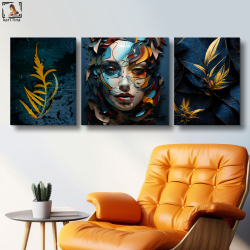 Картина модульная "Она самурай", 80 см х 40 см