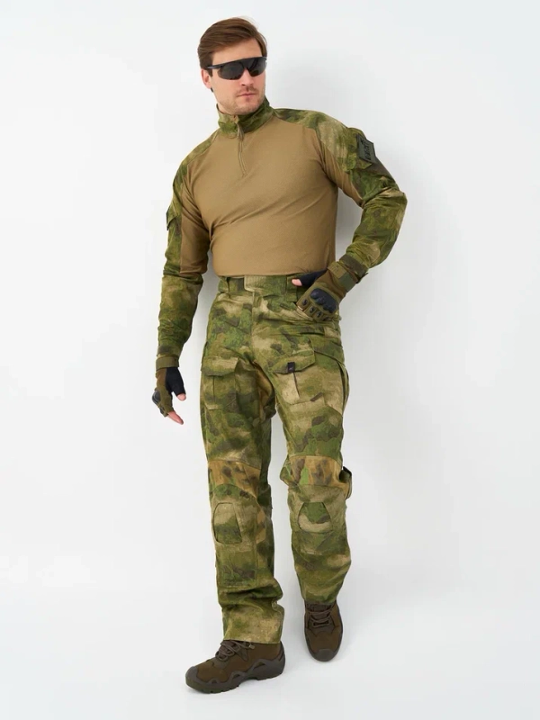 Брюки тактические мужские GEN 3 COMBAT A-TACS FG (ГЕН 3 КОМБАТ А-ТАКС ФГ), MIMICRYA материал рипстоп нейлон + хлопок (50%*50% NYCO), расцветка A-TACS FG (МОХ)