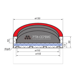Резиновая накладка (РТИ-СЕРВИС 1007K) для подъемников ЗАО "ДАРЗ", кордированная