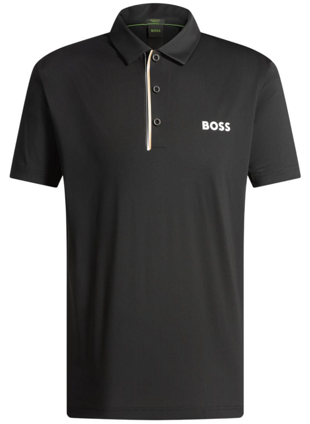 Мужское теннисное поло BOSS Paddy Shirt In Quick-Dry Ribbed Fabric - черный