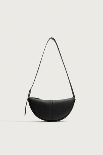 ZARA СУМКА С ПЛЕЧЕВЫМ РЕМНЁМ И ПРЯЖКОЙ, ЧЕРНЫЙ