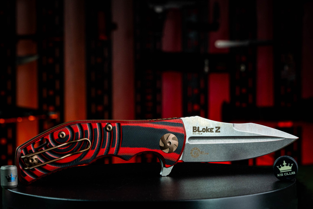 Складной нож Bloke Z Elmax (Cryo) StoneWash Черно-Красный