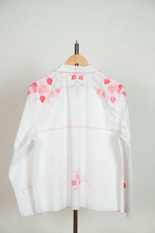 Рубашка с Розовыми Аппликациями / Pink Applique Long Sleeve белая - фото 9