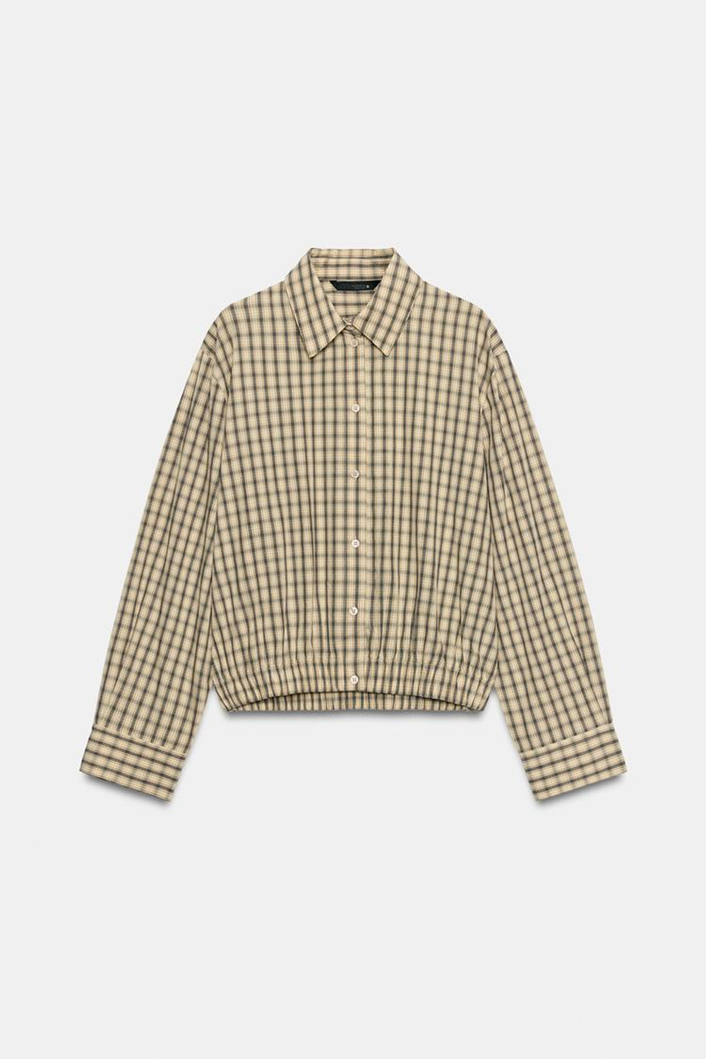 ZARA РУБАШКА В КЛЕТКУ ОБЪЕМНОГО КРОЯ — ZW COLLECTION, ЭКРЮ/ЧЕРНЫЙ