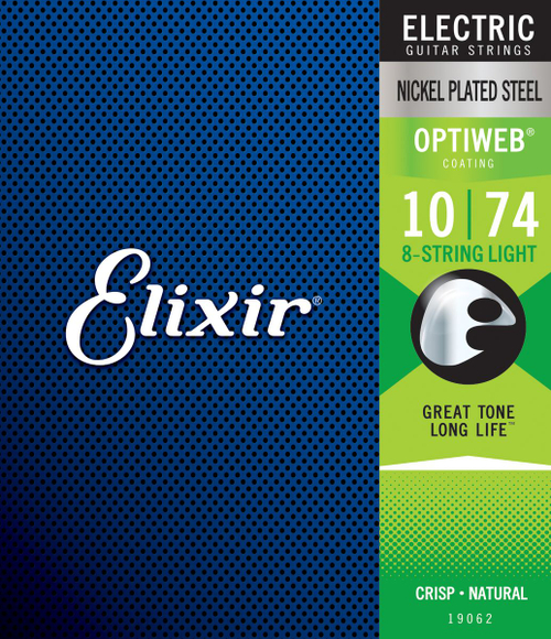 Elixir 19062 OptiWeb струны для 8-ми струнной электрогитары Light 10-74