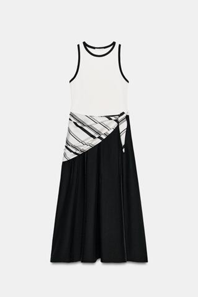 КОМБИНИРОВАННОЕ ПЛАТЬЕ МИДИ С ПЛАТКОМ — ZARA