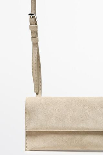 Massimo Dutti Сумка через плечо из замшевой кожи, натуральный