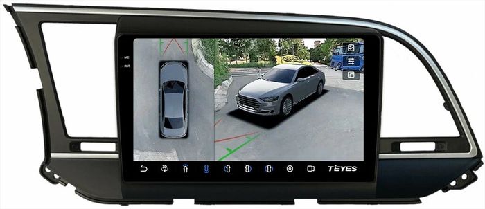 Магнитола для Hyundai Elantra 6 2016-2018 (штатная КЗВ, рамка тип 1) - Teyes CC3-2K-360 монитор 9.5" 2K QLED на Android 10, Быстрая, CarPlay, 4G SIM-слот, 4 камеры в комплекте