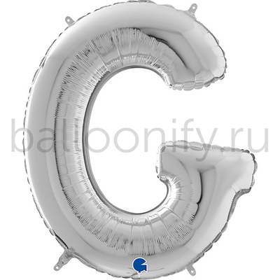 Фольгированная фигура, Буква G 66 см Silver