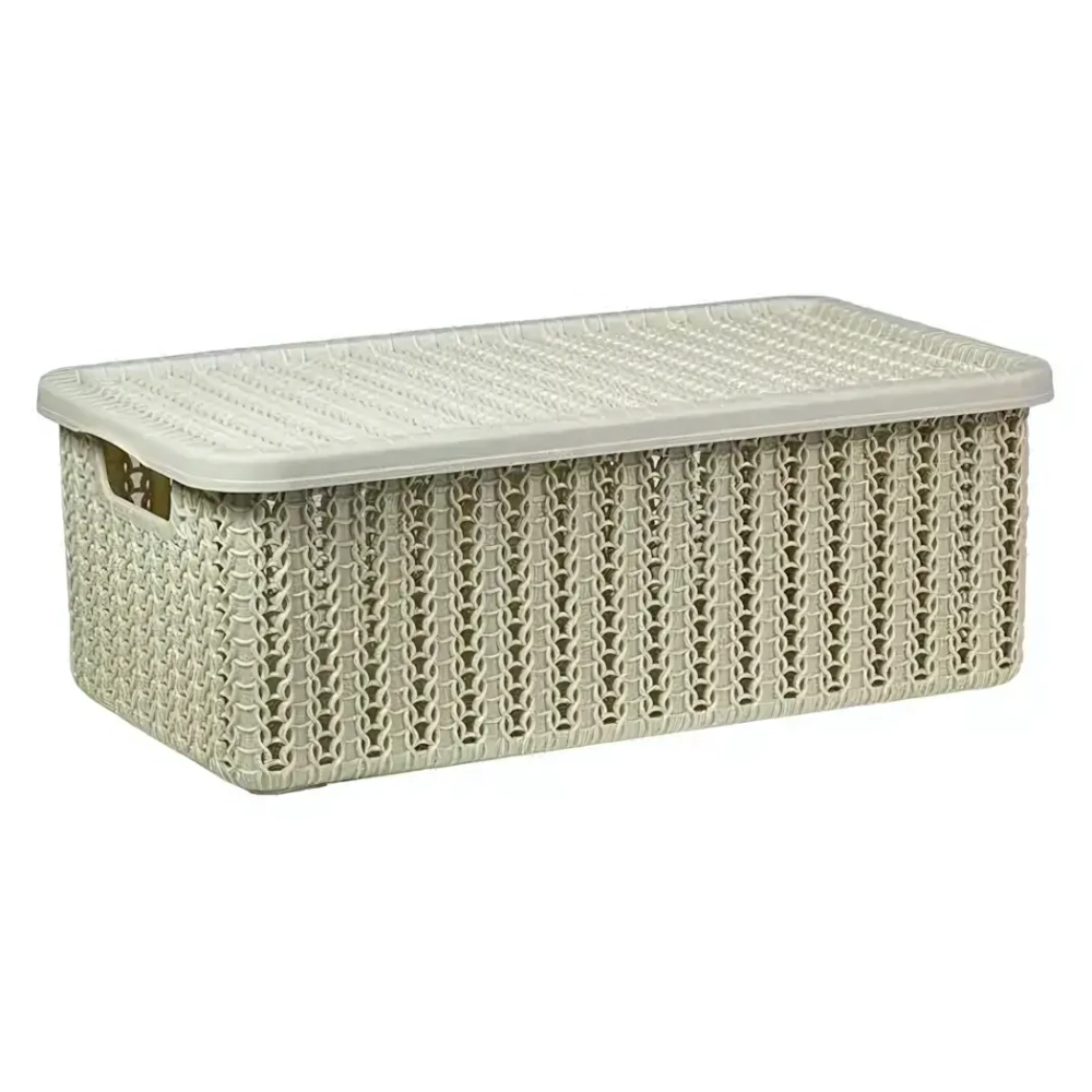Коробка ВЯЗАНИЕ 6л с крышкой Фисташковый 0,125,195х0,35м