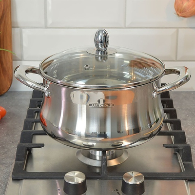 Кастрюля 3,6л нерж со стеклянной крышкой Bella Cucina, BC-2137