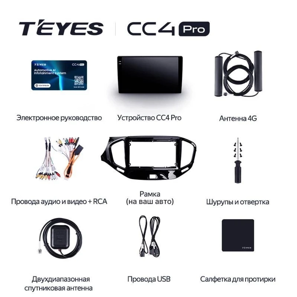 Штатная магнитола Teyes CC4 Pro 8/128 Toyota FJ Cruiser J15 (2006-2020) F2