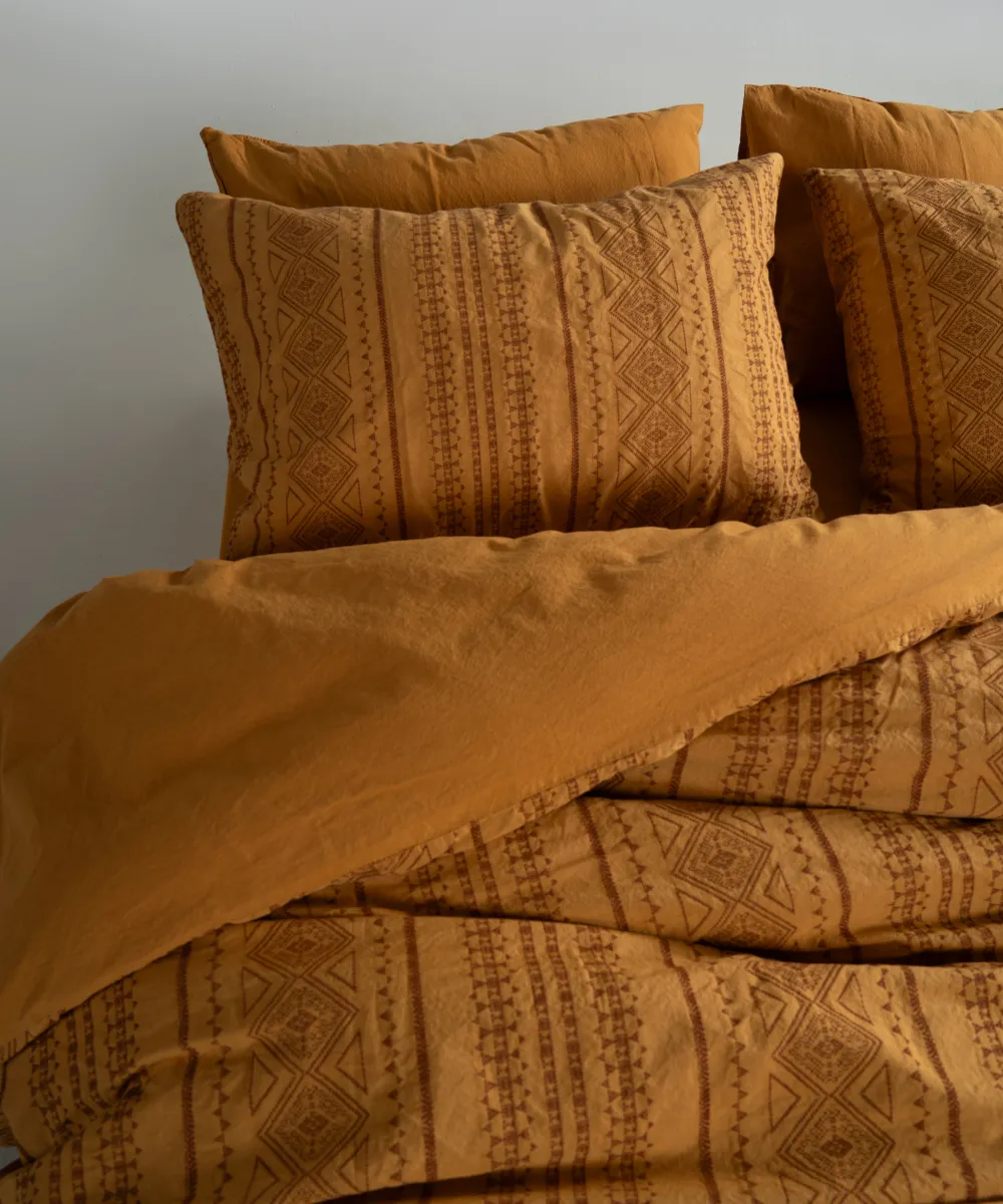 Lımasso КПБ 4 пр. Coastal Trio Mustard ЕВРО пододеяльник 200*220, простынь 240*260, наволочки 50*70 2шт — фото 4