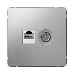 Розетка мультимедийная двойная ТВ + компьютерная RJ45, Cat 5e Systeme Electric ArtGallery Алюминий GAL000389