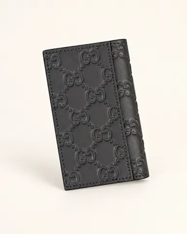 Картхолдер Gucci GG Emblem складной — тёмно-серый