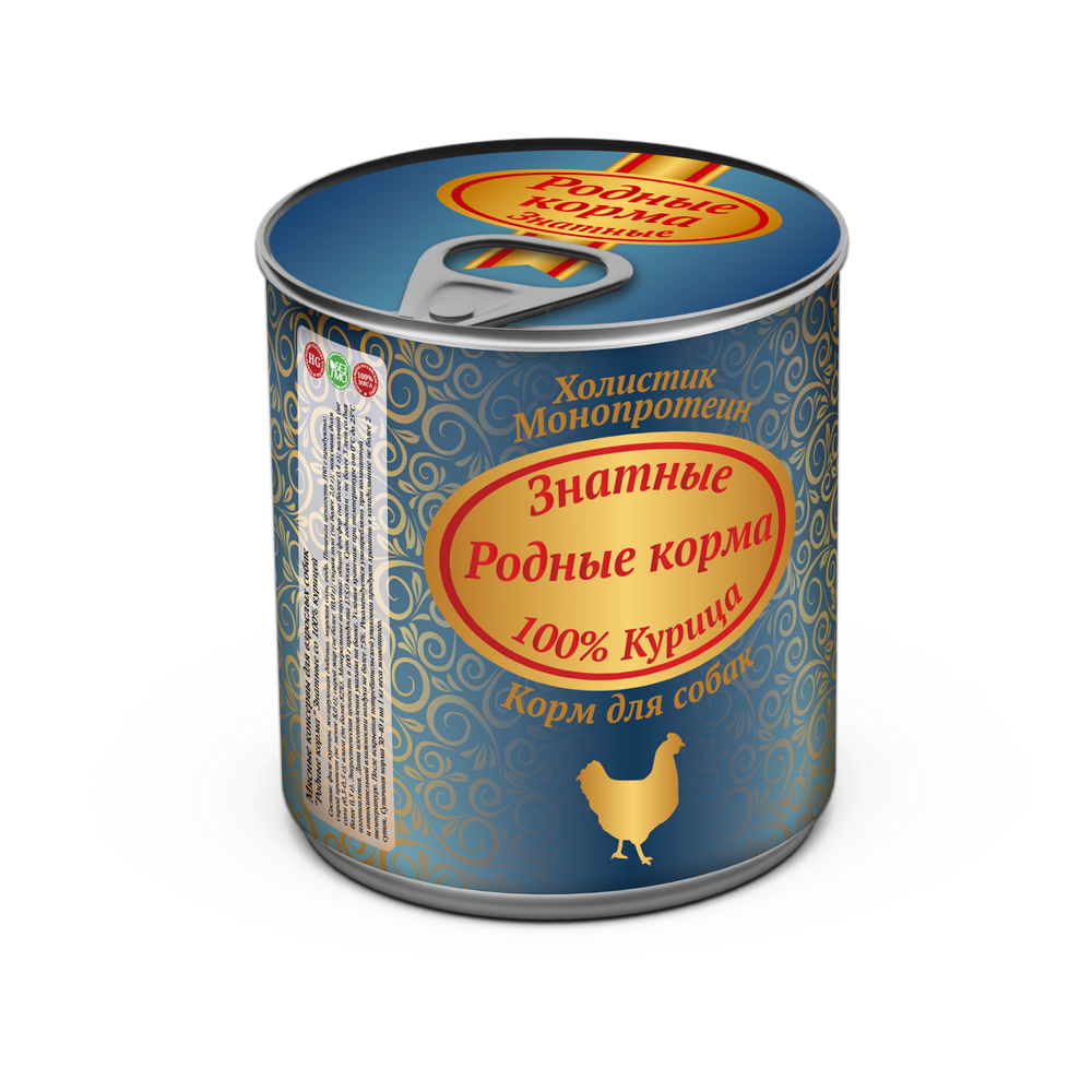 Консервы РОДНЫЕ КОРМА Знатные 100 % для собак курица 340 г Консервы РОДНЫЕ КОРМА Знатные 100 % для собак курица 340 г