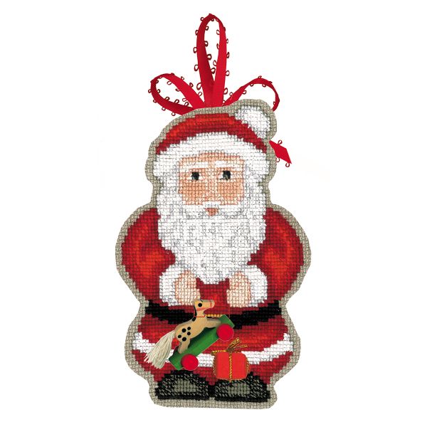 Набор для вышивания нитками Le Bonheur des Dames, елочная игрушка Pere noël (Дед мороз), 8х12.5 см