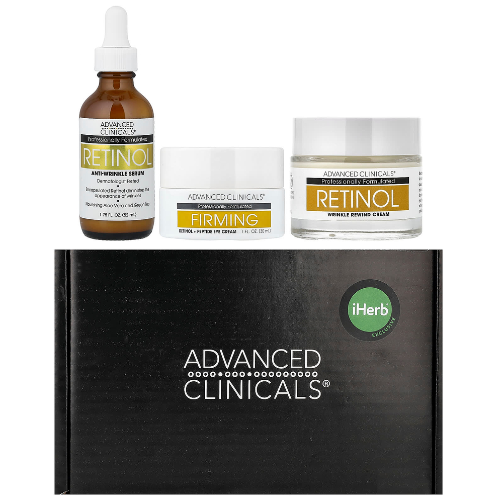Advanced Clinicals, Эксклюзив iHerb, Advanced Clinicals, подарочный набор с ретинолом, 3 шт.